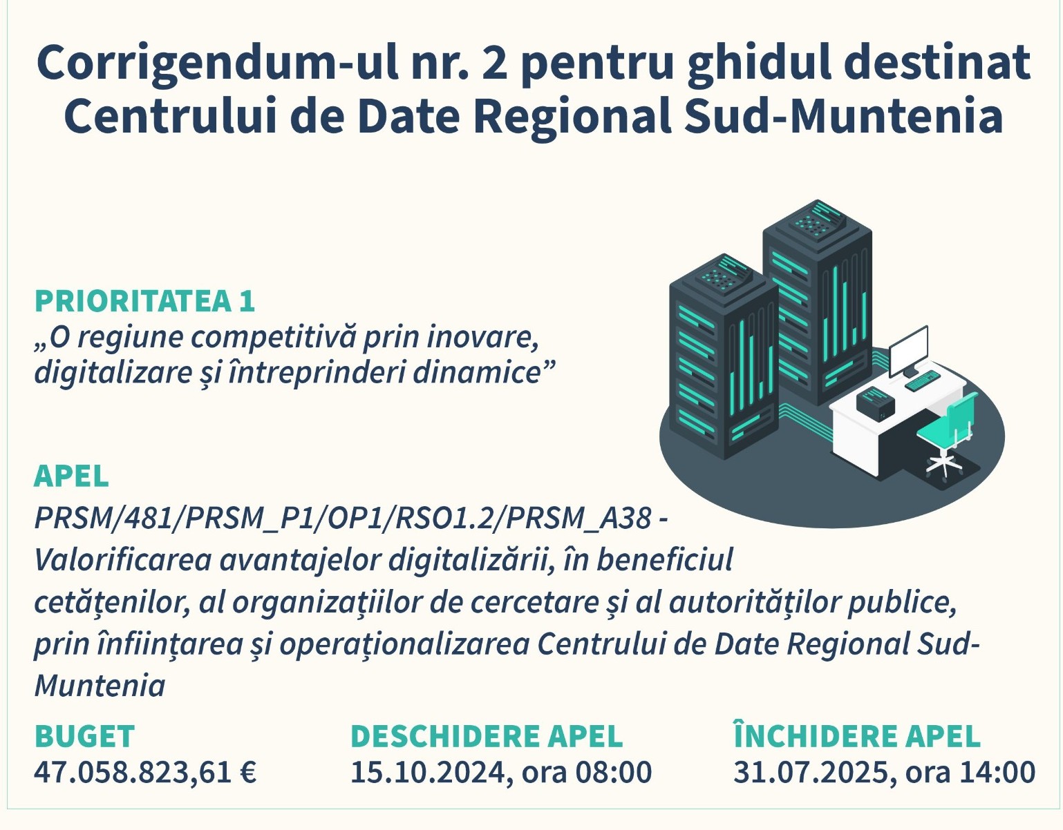 Corrigendum-ul 2 pentru ghidul destinat Centrului de Date Regional Sud-Muntenia